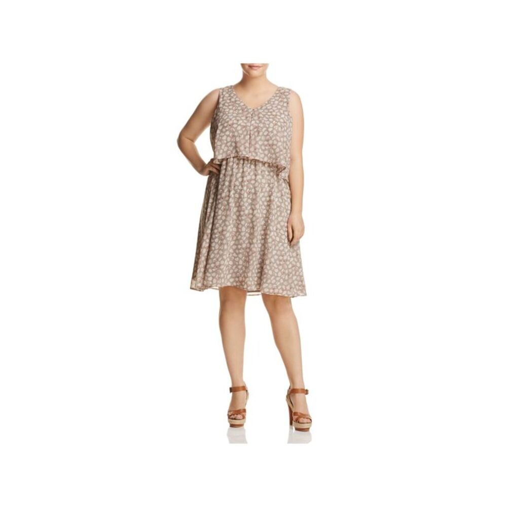 B COLLECTION Womens Gray Popover Style Sleeveless Above The Knee Dress Plus 2X